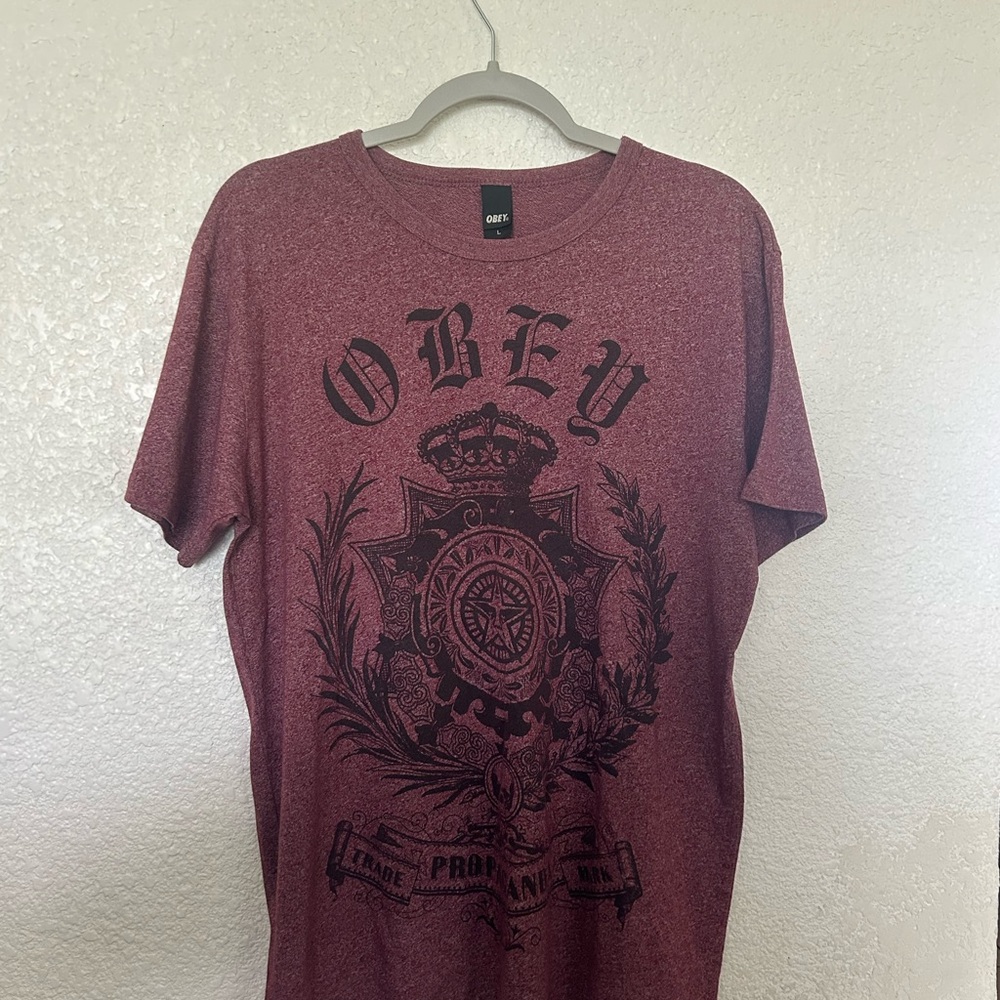 Obey Men's Maroon Graphic T-Shirt